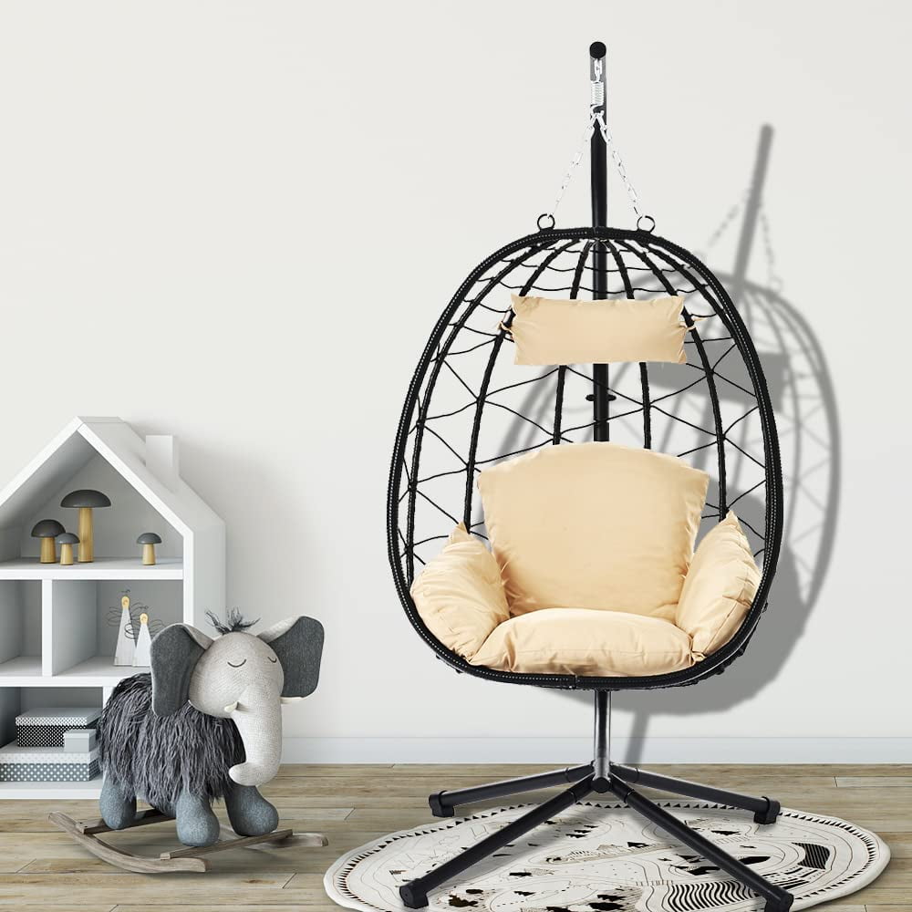 Hanging Egg Chair With Stand And UV Resistant Cushion Shinpt Indoor hanging-egg-chair-with-stand-and-uv-resistant-cushion-shinpt-indoor