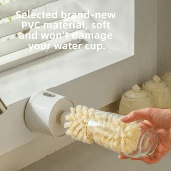 Hanging Electric Cup Cleaning Brush, Type-C Rechargeable Automatic Bottle Scrubber with Detachable Brush Head for Water Bottles Mugs Kitchen Drinkware