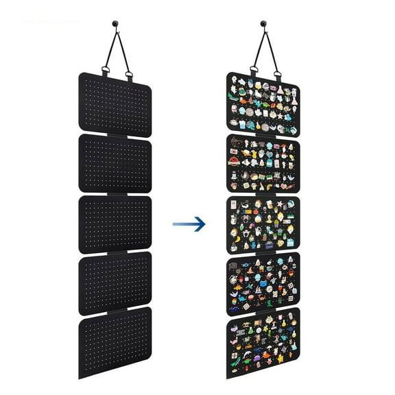 Hanging Enamel Lapel Pin Display Panels Organizer with 5 Loose-leaf Board Pieces Easy to Install Badge Collection Display Holder
