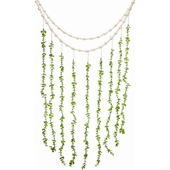 Hanging Eucalyptus Large Boho Bedroom Wall Hanging Decor Artificial Leaves Decor Long Wooden Garland Wall Art Greenery Decoration DIY