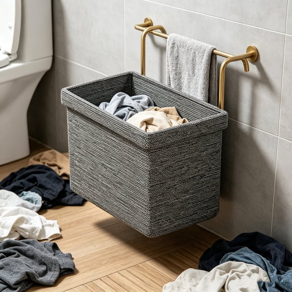 Hanging Fabric Laundry Basket Foldable, Metal Hook Hamper for Bathroom and Dorm, Garment Organizer for Dirty Clothes Storage, Collapsible Laundry Bag for Household and Travel