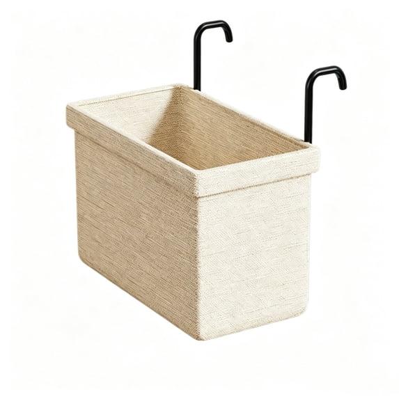 Hanging Fabric Laundry Basket with Metal Hooks, Woven Clothes Hamper for Bathroom Bedroom, Rod Mounted Storage Basket with Handles