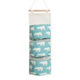 thumbnail image 1 of Hanging Fabric Storage Bag with 3 Pockets - Cotton Linen Wall Organizer for Phone Keys Jewelry - Multi-Storey Door Hanger for Bedroom Bathroom Kitchen - 60.5x21cm Stick and Cotton Rope Combination, 1 of 1