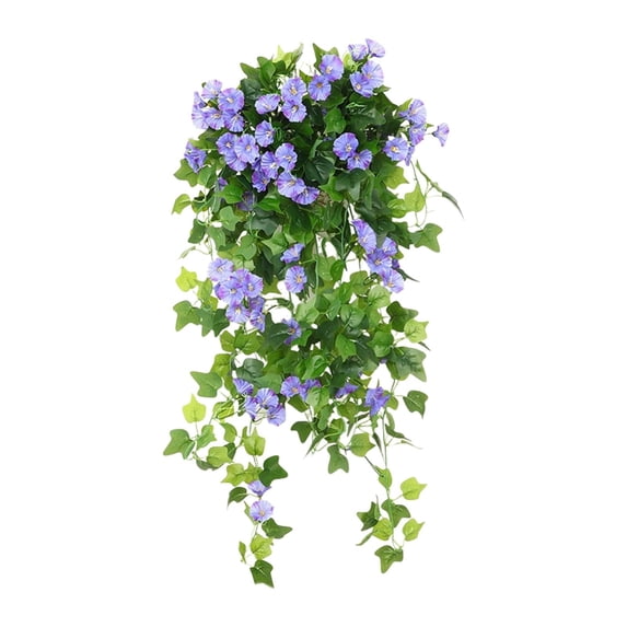 Hanging Fake Flower Artificial Morning Glory Flower, Fake Plastic Plants Artificial Greenery Artificial Silk Morning Glory Petunia Suitable for Indoor Outdoor Garden Patio Home Decor, 1 Pack
