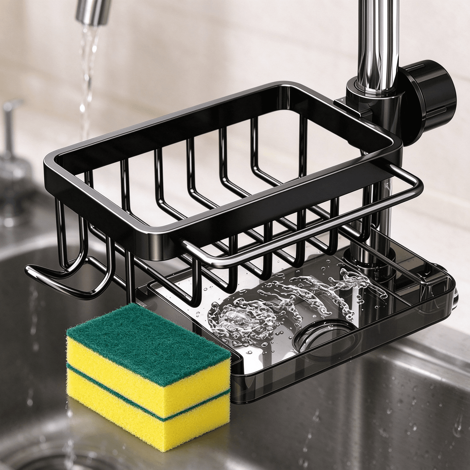 Hanging Faucet Drain Rack with Drip Tray – Stainless Steel Sink Drip ...