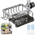 Hanging Faucet Sink Organizer Rack with Drain Tray,Towel Bar & Hooks ...