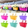 thumbnail image 1 of Hanging Fence Planter, 10.75 Inch Metal Bucket Pot with Detachable Hooks 1PC, Iron Wall Mount Window Box for Railings Decks Porch Garden Landscape Maintenance, 1 of 10