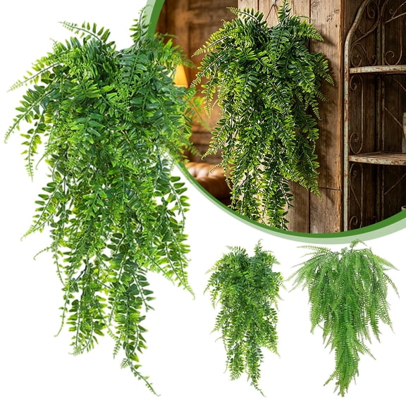 Hanging Ferns for Outdoors Faux Ferns Hanging Fakeplants Indoor Artificial Hanging Plants Hanging Greenery Plant Decorations Plant Wall Decor Faux Vines Indoor Realistic