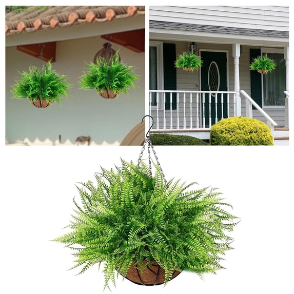 Hanging Ferns for Outdoor Patio Category flowers2 Tier Greenery with Planter and Hooks Garden Yard Spring Summer 1pc