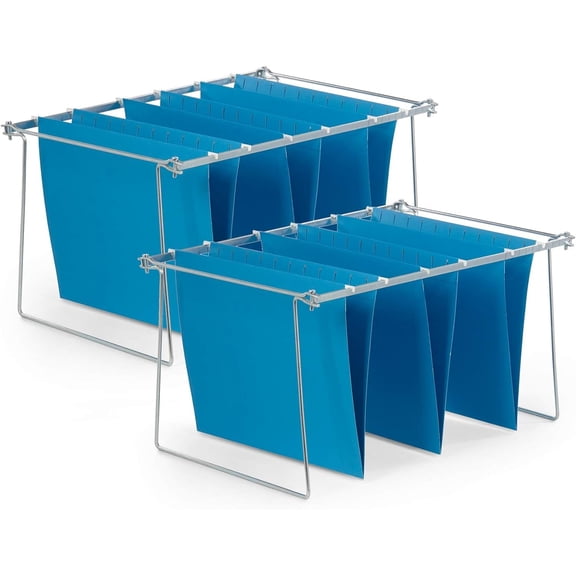 Hanging File Bars, Letter Size, Steel, Set of 2 | 13 x 17.5 in Steel File Cabinet Rails and Hanging File Folder Frame, Trim to Fit, for Filing Cabinets and Desks