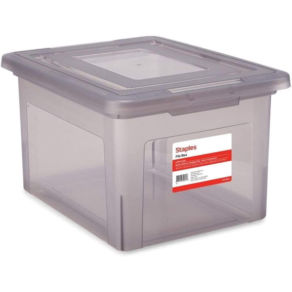 Hanging File Box for Letter and Legal Size Documents, Frost Gray, Stackable, Snap-Tight Lid, 4 per Carton