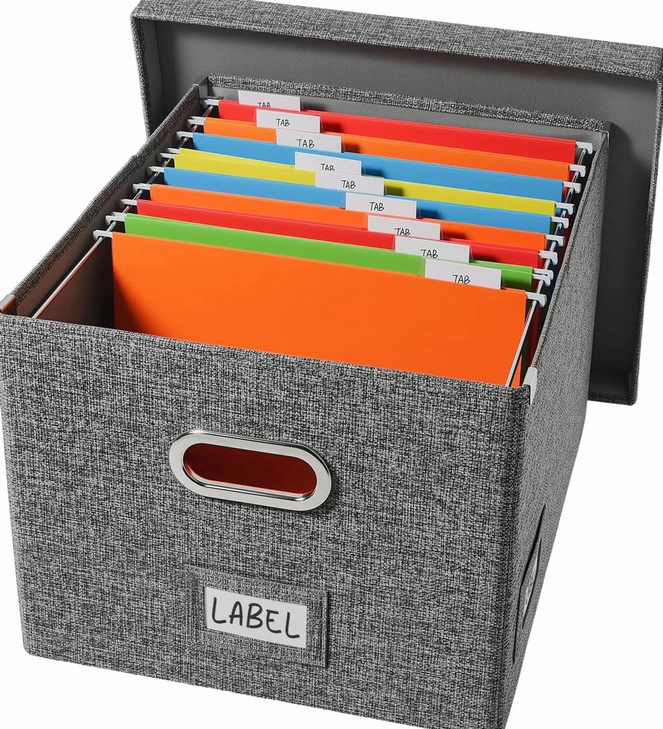 Hanging File Box with Lid Metal Rails with X 13.6