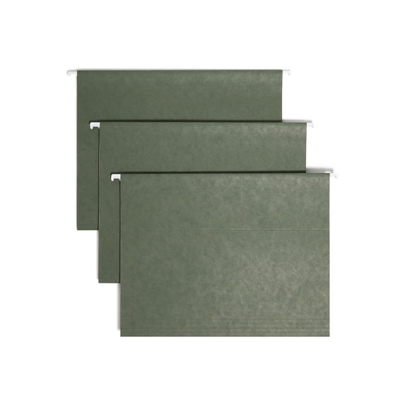 Hanging File Folder 1/5-cut Adjustable Tab Letter Size Standard Green Folders For Filing Cabinets Organizer 25 Count