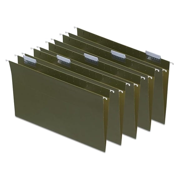 Hanging File Folder, 5-Tab, Legal Size, Standard Green, 100/Carton (ST490853/4908VS)