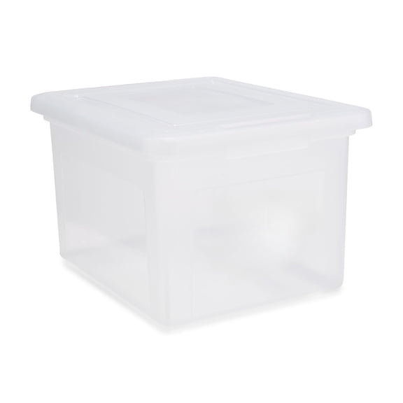Hanging File Folder Box, Storage Bin Organizer, Snap Lid, Clear