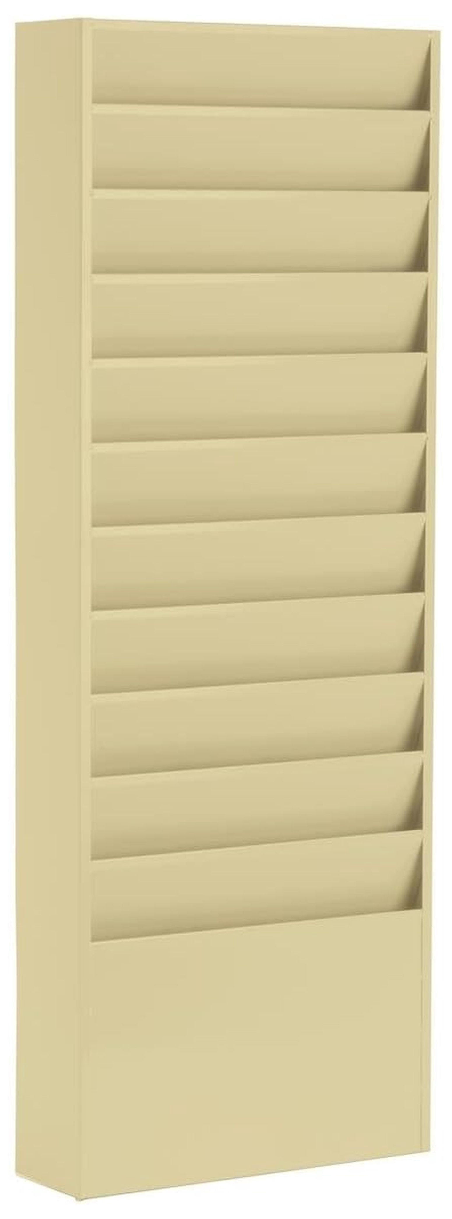 Hanging File Folder Rack with 11 Tiered Pockets Tan Steel Office ...