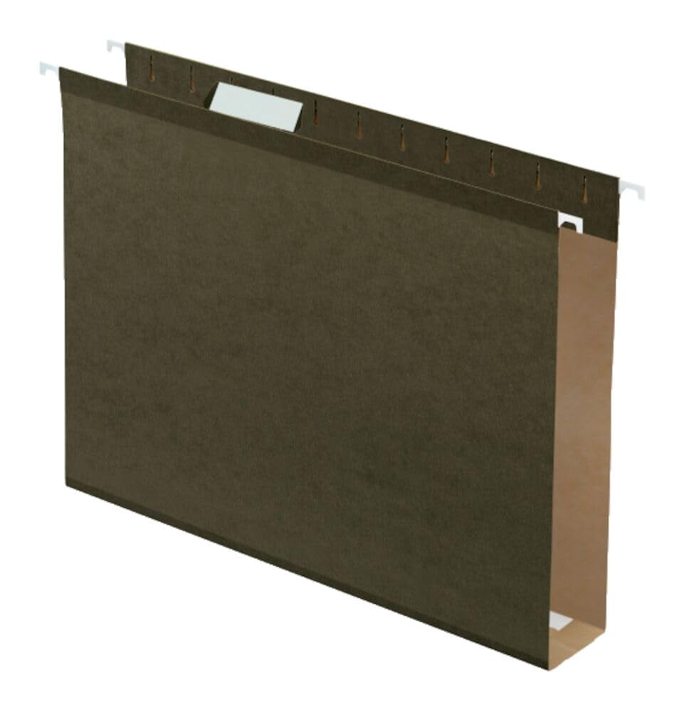 Hanging File Folders  25 Pack Green 2" Expansion Letter Size (8.5" X 11") Reinforced 5 Tab Positions Durable Files For Office And Document Organization
