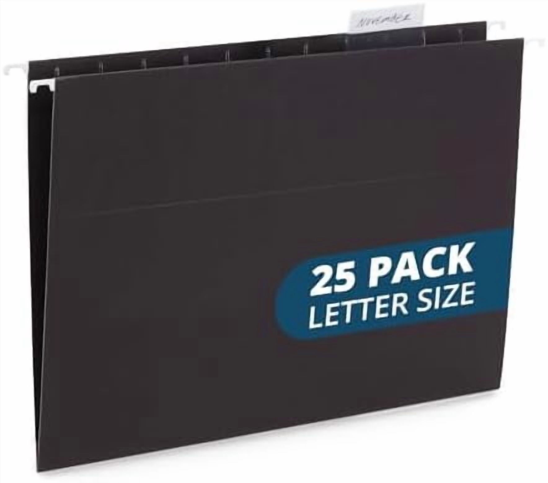 Hanging File Folders, 25 Reinforced Hang Folders, Designed for Home and Office Color Coded File Organization, Letter Size, Black, 25 Pack