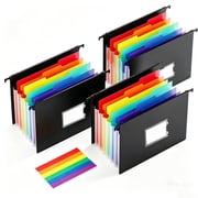 Hanging File Folders, 3 Pack File Folders Letter Size, 7 Expanding Accordion Pockets, 1/3-Cut Tab Larger Capacity Hangin