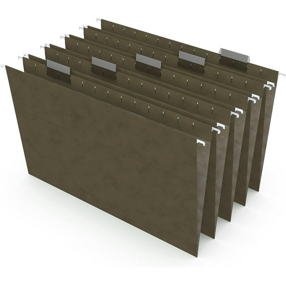 Hanging File Folders, 5 Tab,Legal,Std Green, 50/BX