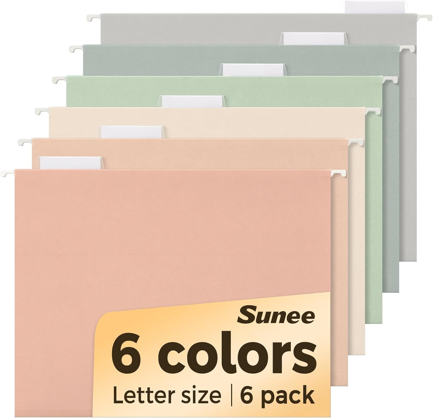 Hanging File Folders, 6 Pack Letter Size Hanging File Folders with 1/5-Cut Tabs, Ideal for Home and Office Organization and Papers Classification,Morandi Colors