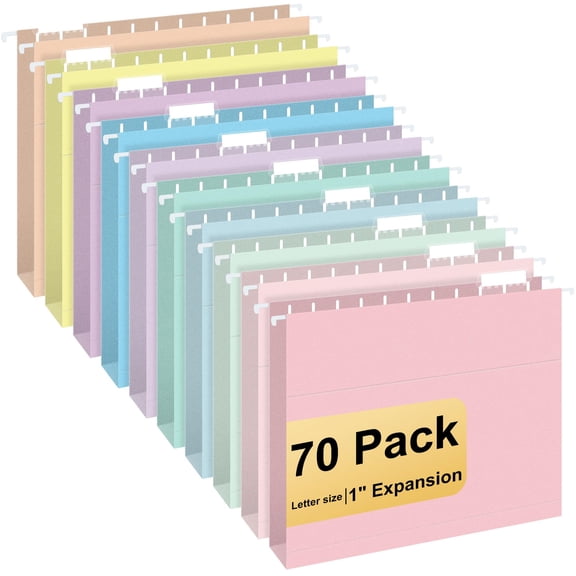 Hanging File Folders 70 Pack Letter Size 1/5-cut Tabs Home Office Document Organization