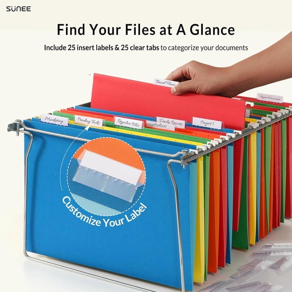 Hanging File Folders Assorted Colors, 25 Pack File Folders Letter Size with 1/5-cut Tabs, Stay Organized for Your Home and Office Bulk File and Documents