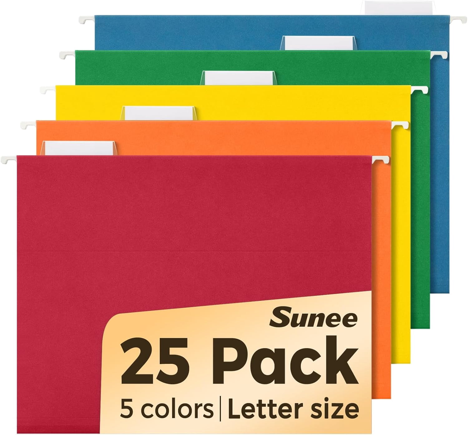Hanging File Folders Assorted Colors, 25 Pack File Folders Letter Size with 1/5-cut Tabs, Stay Organized for Your Home and Office Bulk File and Documents