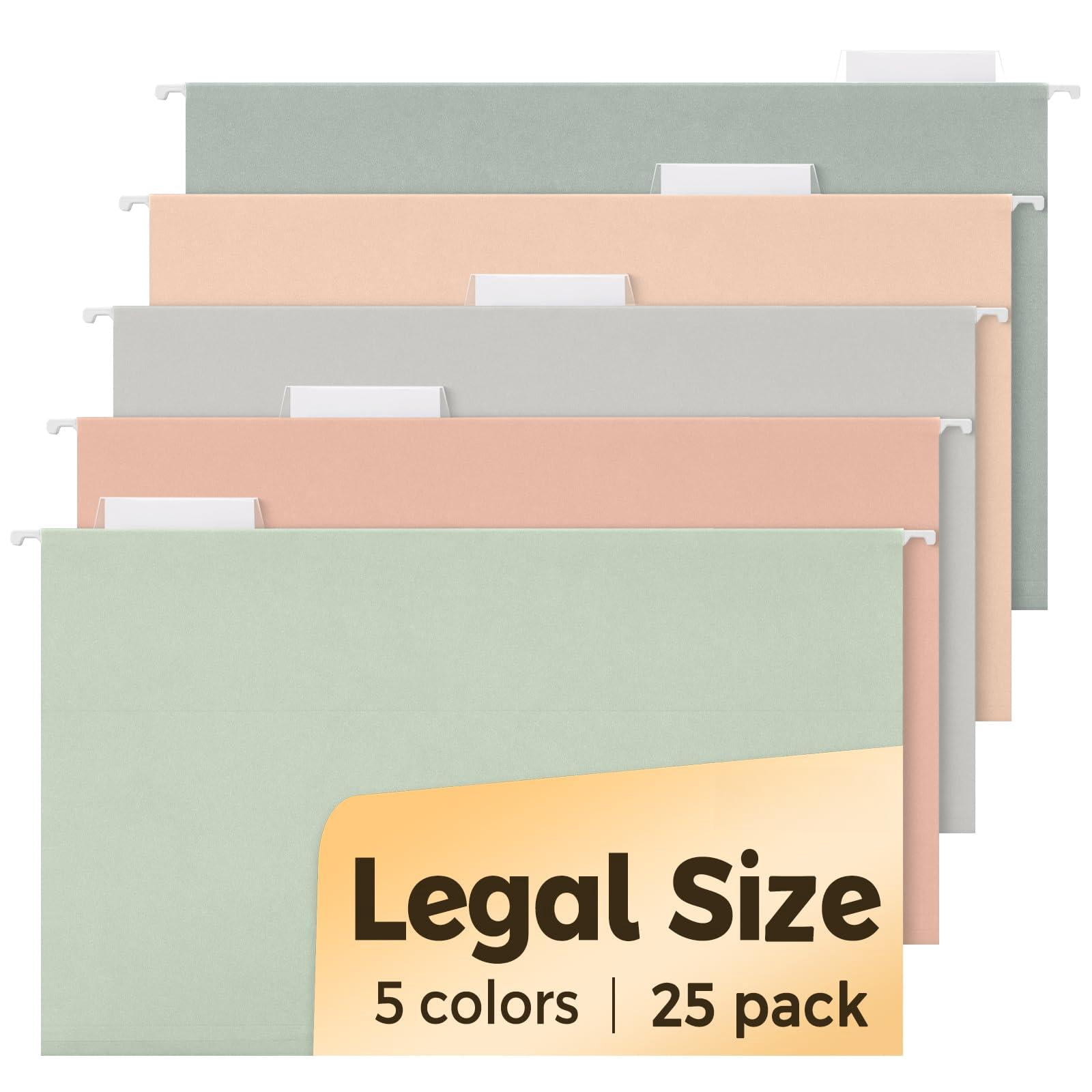Hanging File Folders Legal Size  25 Pack 1/5-cut Tabs Morandi Colors Stay Organized For Your Home And Office Bulk Documents