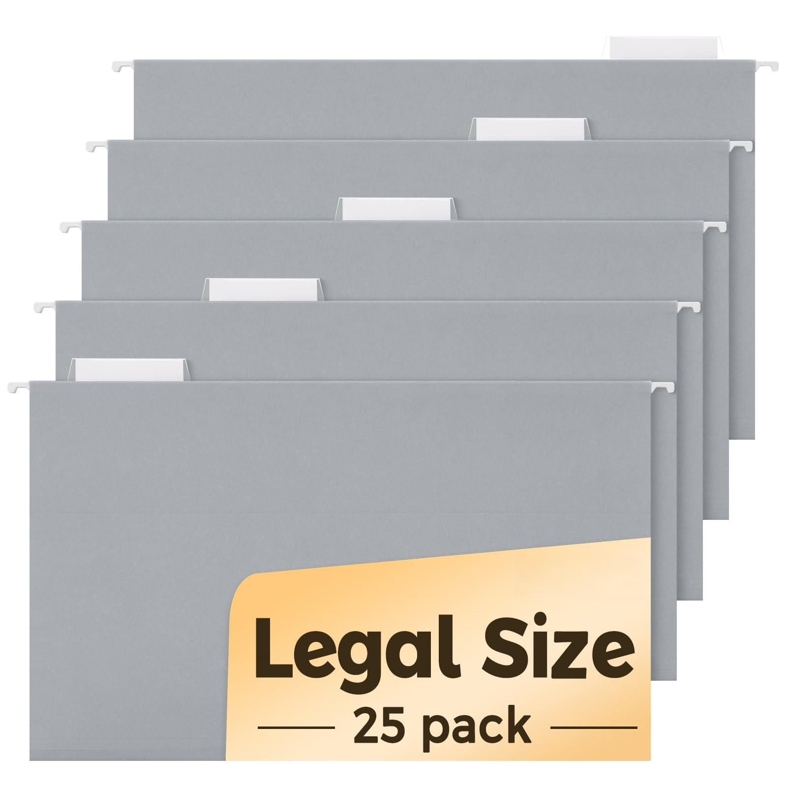 Hanging File Folders Legal Size  Gray 25 Pack 1/5-cut Tabs Stay Organized For Your Home And Office Bulk Documents