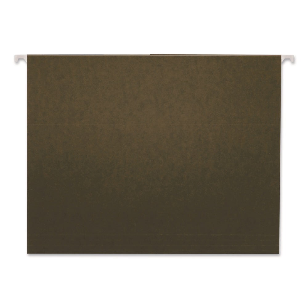 Universal UNV14113EE 1/3 Tab 11 Point Stock Hanging File Folders - Letter, Standard Green (25/Box)