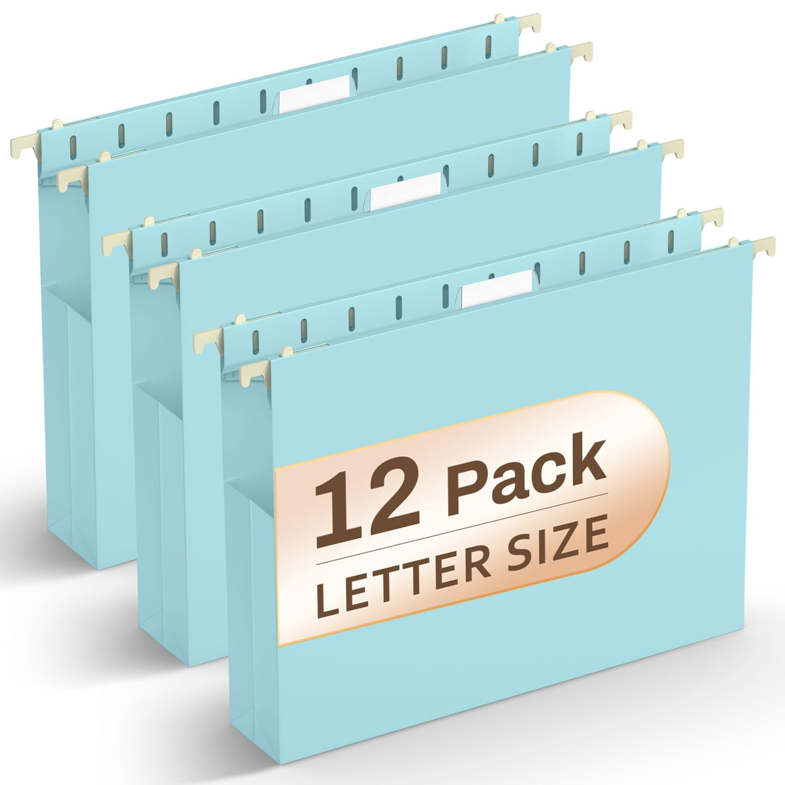 Hanging File Folders Letter Size  12 Pack Blue 2 Inch Expandable For Filing Cabinet/drawer/desk Organizer 15 X Adjustable Tabs