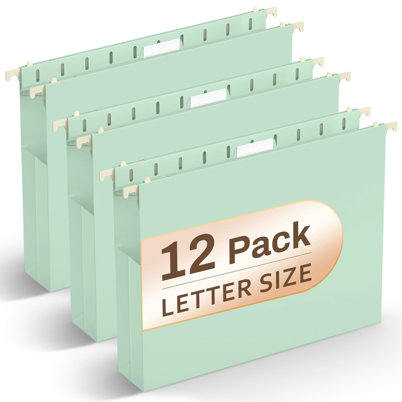 Hanging File Folders Letter Size  Green For Filing Cabinet Expandable 2 Inch Files With Tabs Stay Organized Bulky Charts & Paper 9.25 X 11.8 In