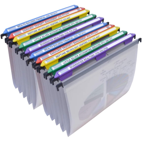Hanging File Folders, Letter Size, V-Bottom Design with 11-Inch Magnified Index Tabs, Frost Polypropylene, Set of 10