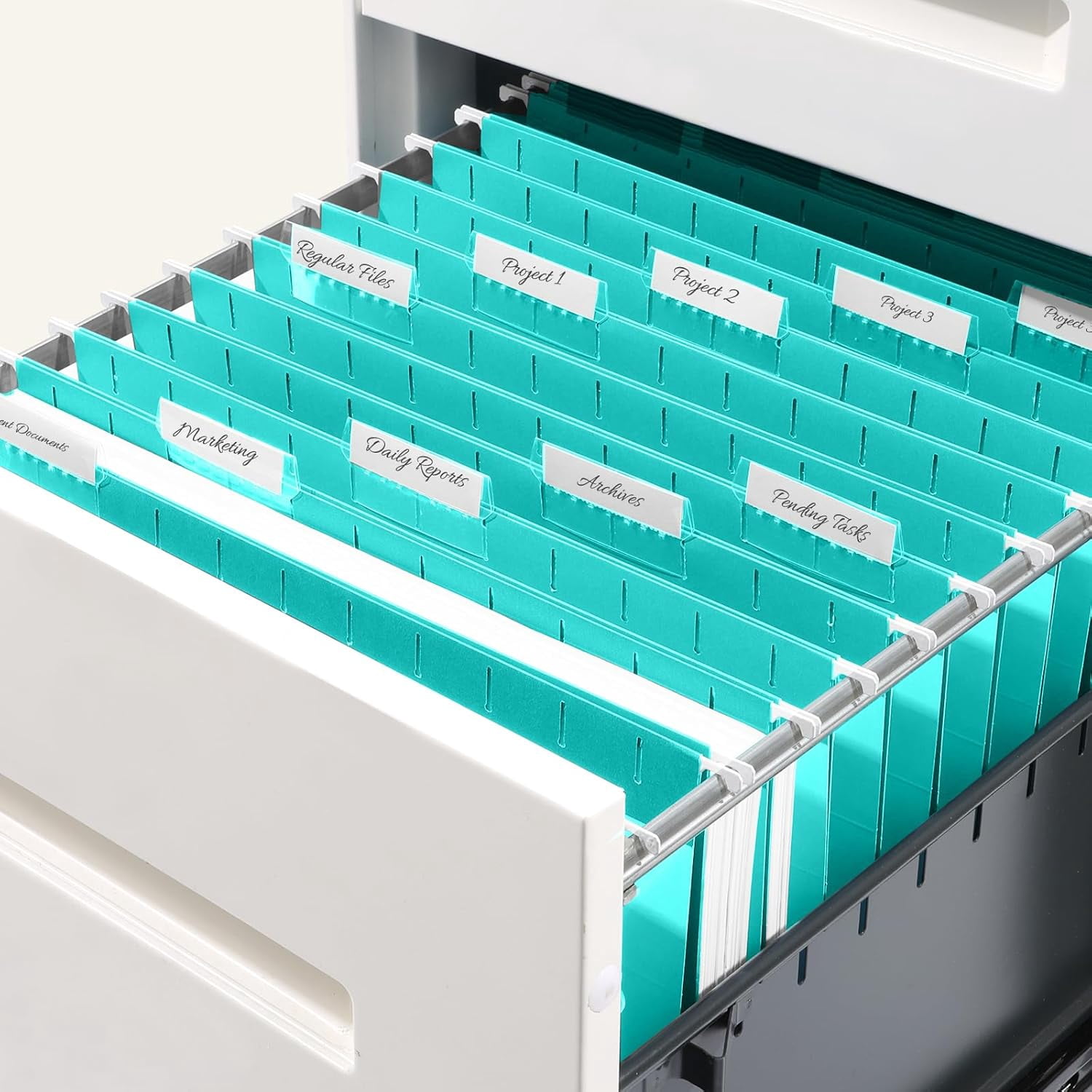 Hanging File Folders Teal, 25 Pack Letter Size File Folders with 1/5-cut Tabs, Stay Organized for Your Home and Office Bulk File and Documents