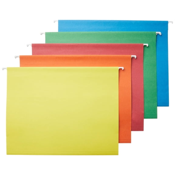 Hanging File Folders with Adjustable Tabs, Sturdy Expandable Document Organizer, Letter Size, Assorted Colors, 25-Pack