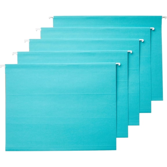 Hanging File Folders with Adjustable Tabs for Document Organization, Letter Size, Aqua, 25-Pack
