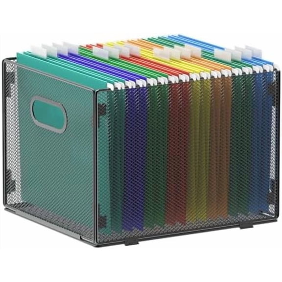 Hanging File Organizer, Mesh File Folder Organizer File Crate File Cabinet Inserts Storage Box, Letter Size