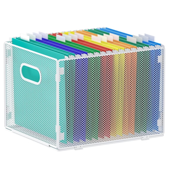 Hanging File Organizer Mesh Folder Crate Cabinet Insert Storage Box Letter Size White 1 Pack