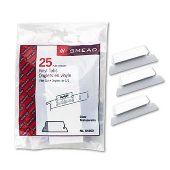 Hanging File Tab/Insert- 1/5 Tab- 2 1/4 in- Clear Tab/White Insert- 25/Pack