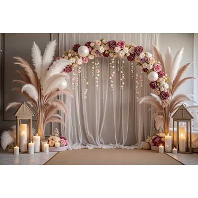Hanging Flower Arch Background Boho Room Window Door Drapes Backdrop Childr Wom Photography Studio Shooting Props