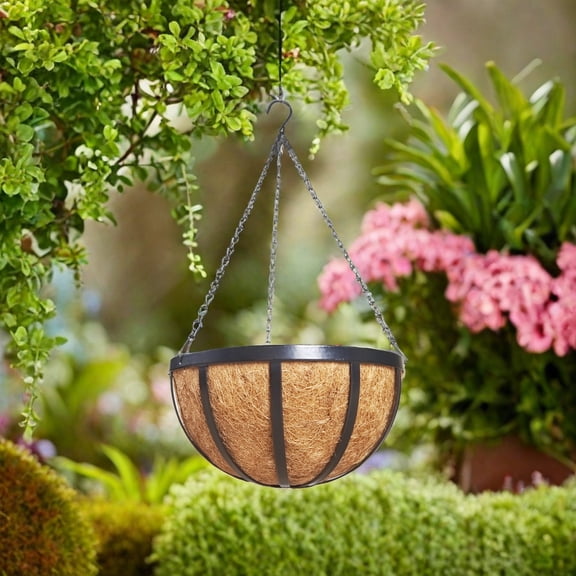 Hanging Flower Basket Planter, Hanging Greenery Pot for Spider Greenery, Plastic Metal Hanging Hook, Indoor Outdoor Decorative Planter