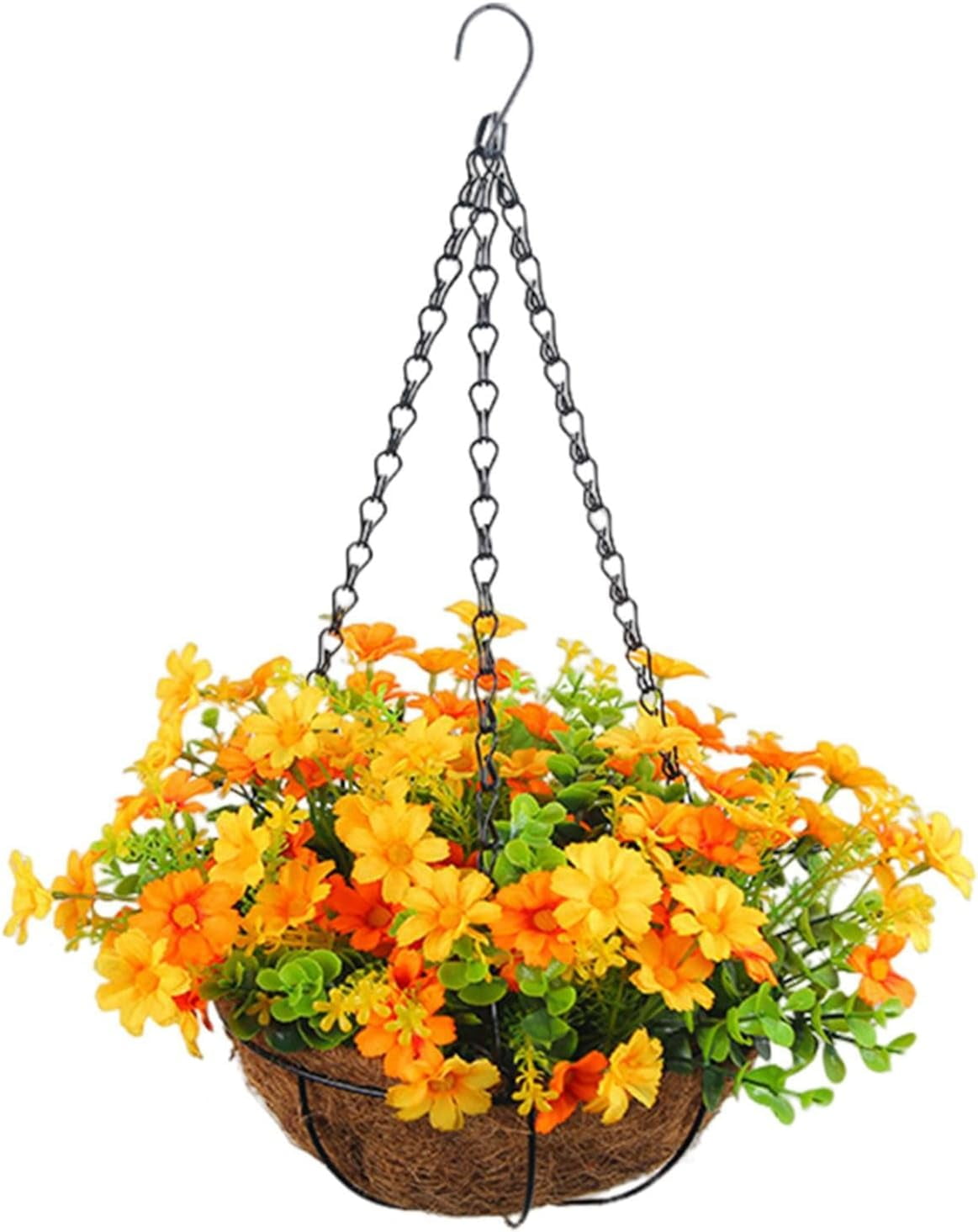 Hanging Flower Baskets for Outside Vivid Faux Daisy Silk Flowers in