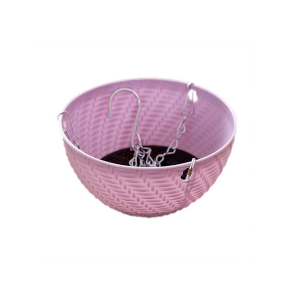 Hanging Flower Pot Basket Planter with Chain, Blue Plastic & Metal Outdoor/Indoor Hanging Planter for Balcony Garden Patio Decor, 5.9 x 3.35 in Drainage Hole with Plug