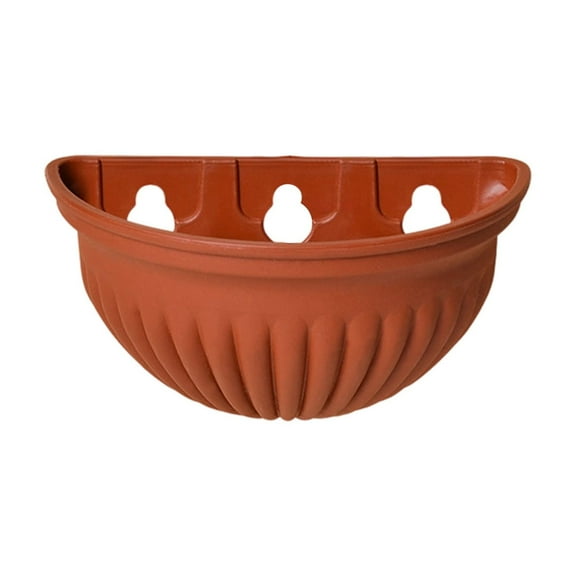 Hanging Flower Pot Half Round Plastic Wall Mounted Planter, Rustic Decorative Semi-Circle Flower Basket, Plastic Plant Baskets Container Flower Pot with Drainage Holes