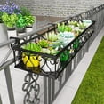 thumbnail image 1 of Hanging Flower Pot Stand Rack with Hooks, Metal Plant Pot Holder, Railing Shelf, Windows Decorate for Outdoor Garden Balcony Fence Patio（60X20CM）, 1 of 8
