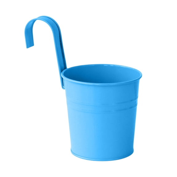 Hanging Flower Pots, 3.94 Inch Metal Iron Bucket Planter with Detachable Hook, Small Hanging Planters for Railing Fence Balcony Garden, Indoor Outdoor Decorative Container