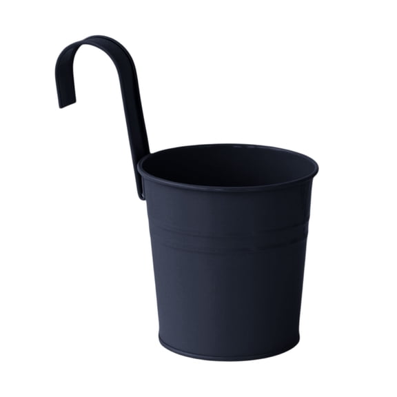 Hanging Flower Pots, 3.94 Inch Metal Iron Bucket Planter with Detachable Hook, Small Hanging Planters for Railing Fence Balcony Garden, Indoor Outdoor Decorative Container