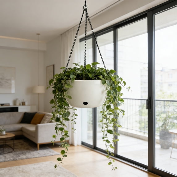 Hanging Flower Pots,4.72 Inch Self-Watering Hanging Flower Pots with Drainage Hole & Chain,Hanging Planter for Balcony,Garden,Indoor Outdoor Plant Decor