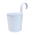 thumbnail image 1 of Hanging Flower Pots, Metal Iron Bucket Planter for Railing Fence Balcony Garden Home Decoration Flower Holders with Detachable Hooks White, 1 of 6